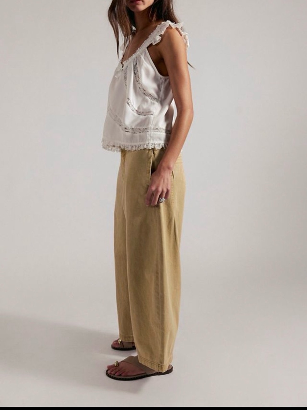 We The Free by Free People — Size 10 / UK 14 — Khaki/Almond Buff wide barrel NWT
